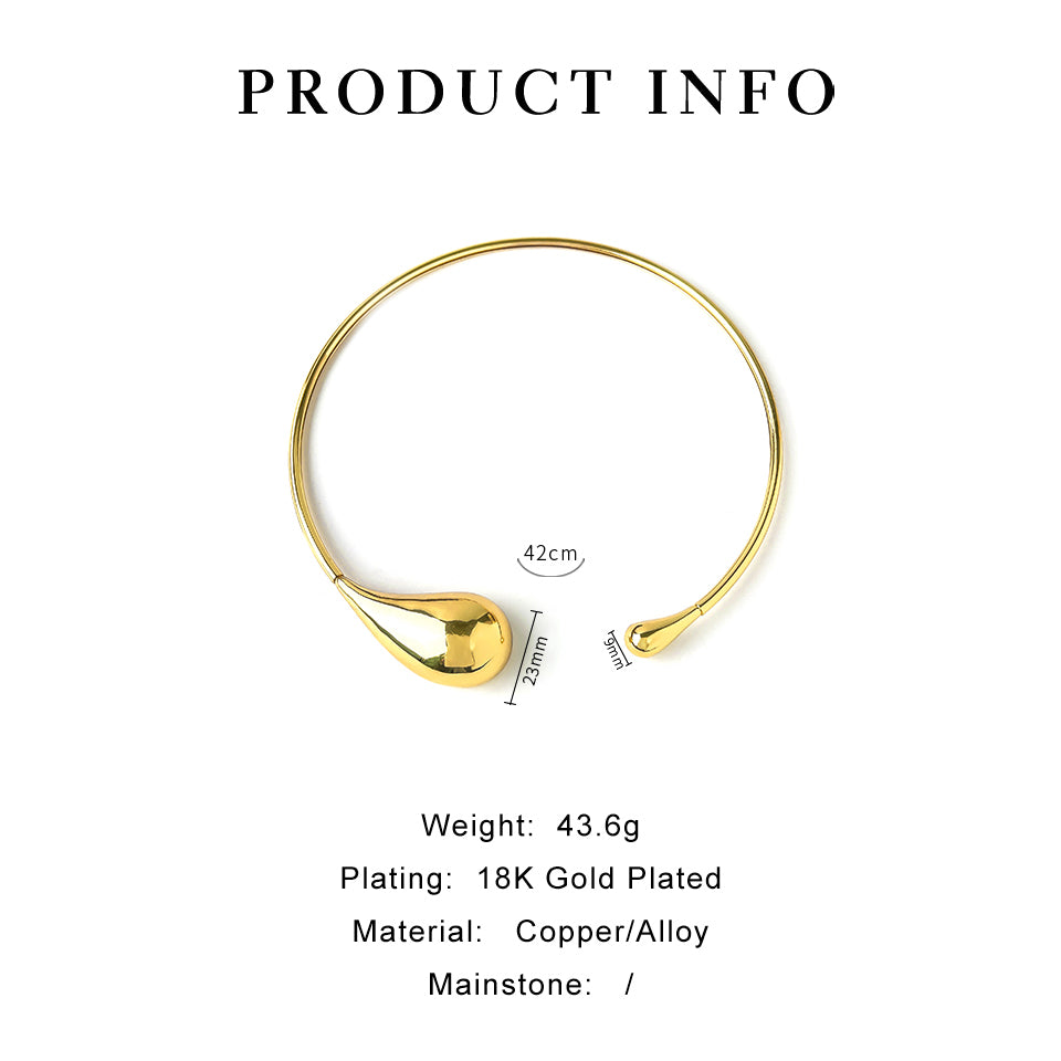 Water Droplets 18K Gold Plated Copper Choker