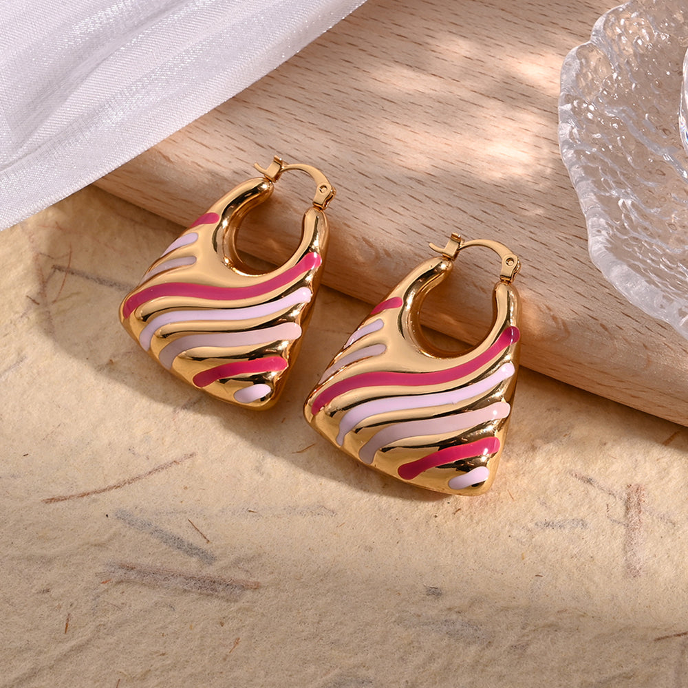 304 Stainless Steel Waterproof Non Tarnish Polishing Enamel Earrings