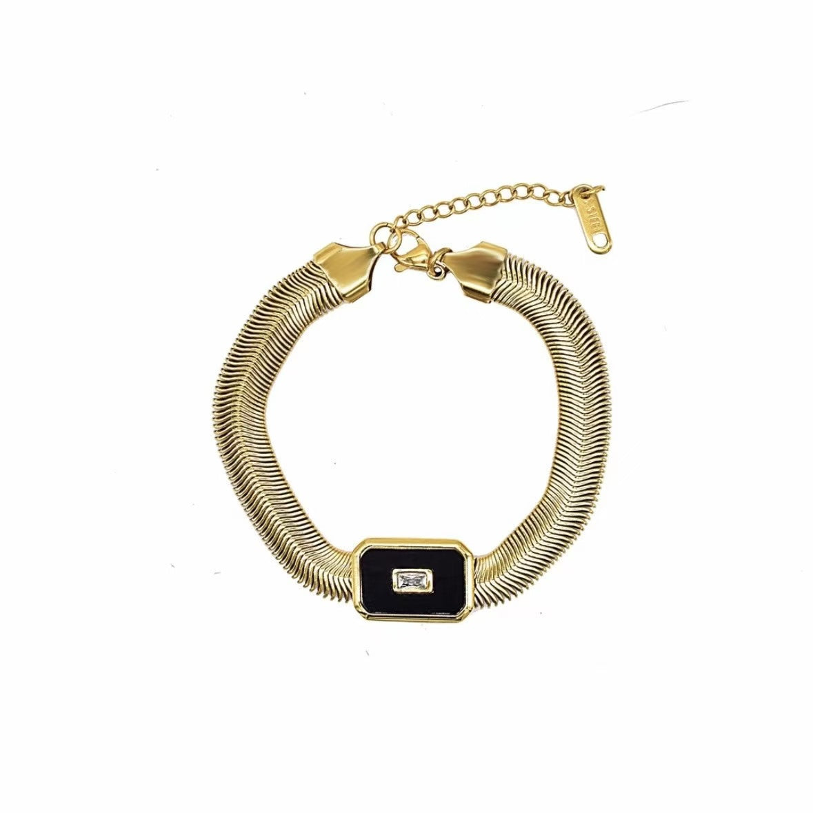 304 Stainless Steel Solid Color PVD Coated Acrylic 18K Real Gold Plated Rope Chain Bracelet