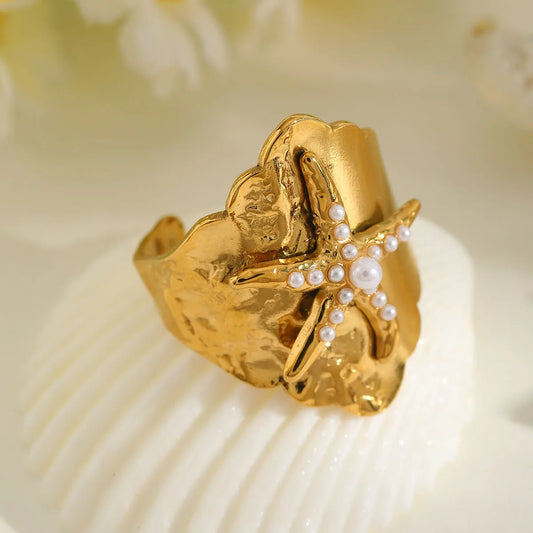 18K Gold Plated Starfish ring