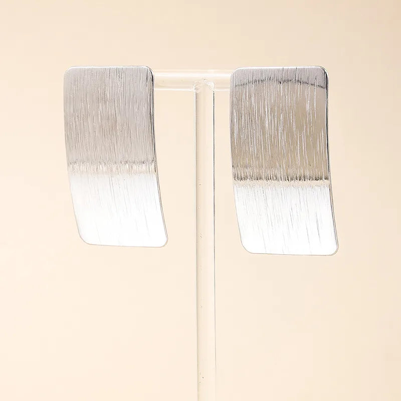Gold and Silver Rectangle Plating Alloy Ear Studs