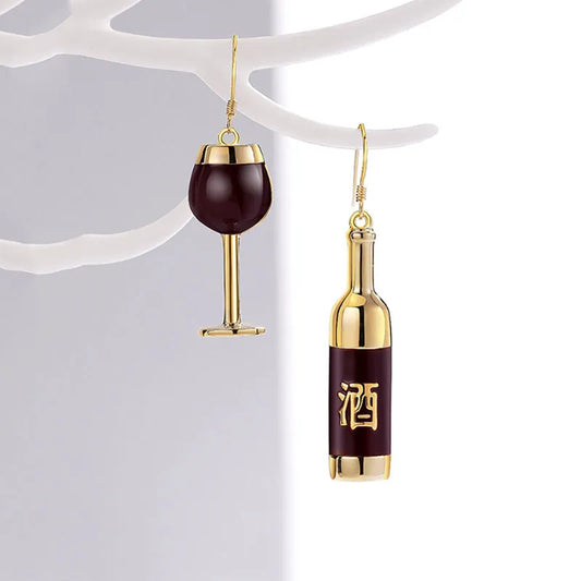 glass with bottle Drop Earrings