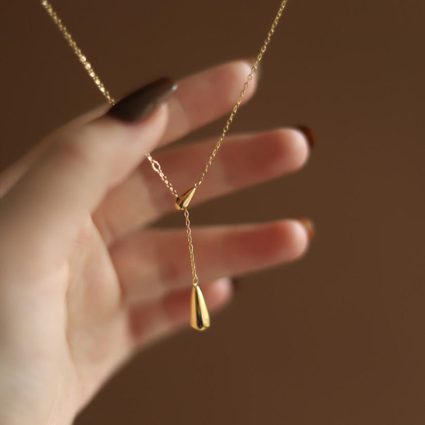 Real Gold Plated Water Droplets Titanium Neckpiece