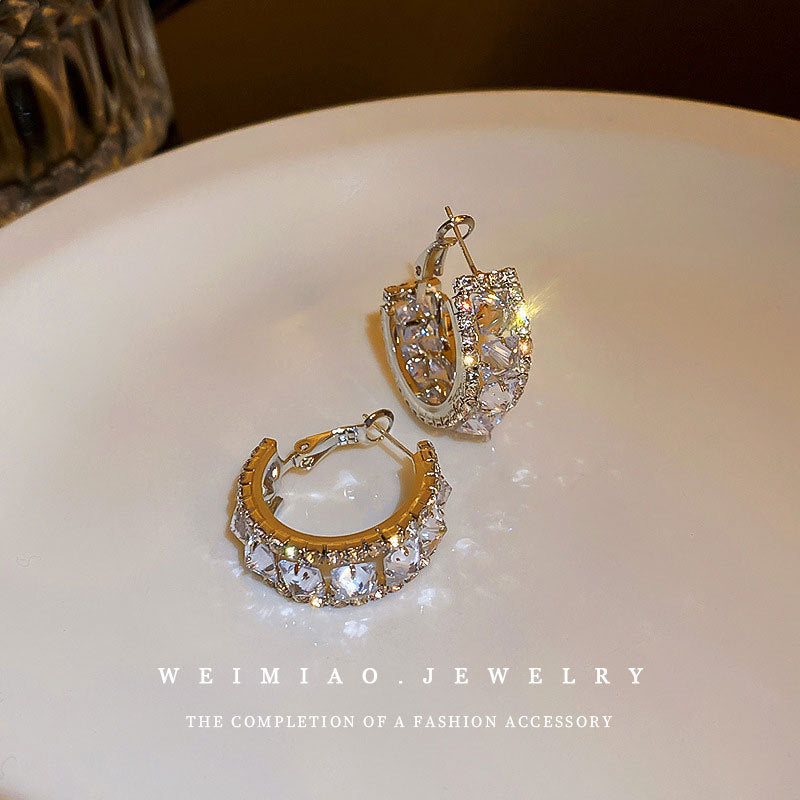 Rhinestone hoop earrings