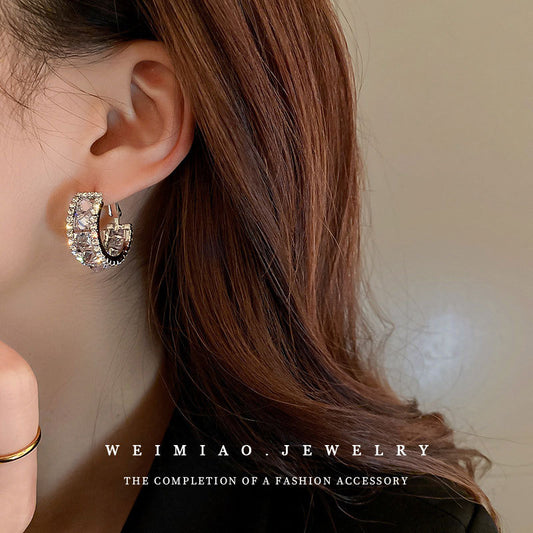 Rhinestone hoop earrings