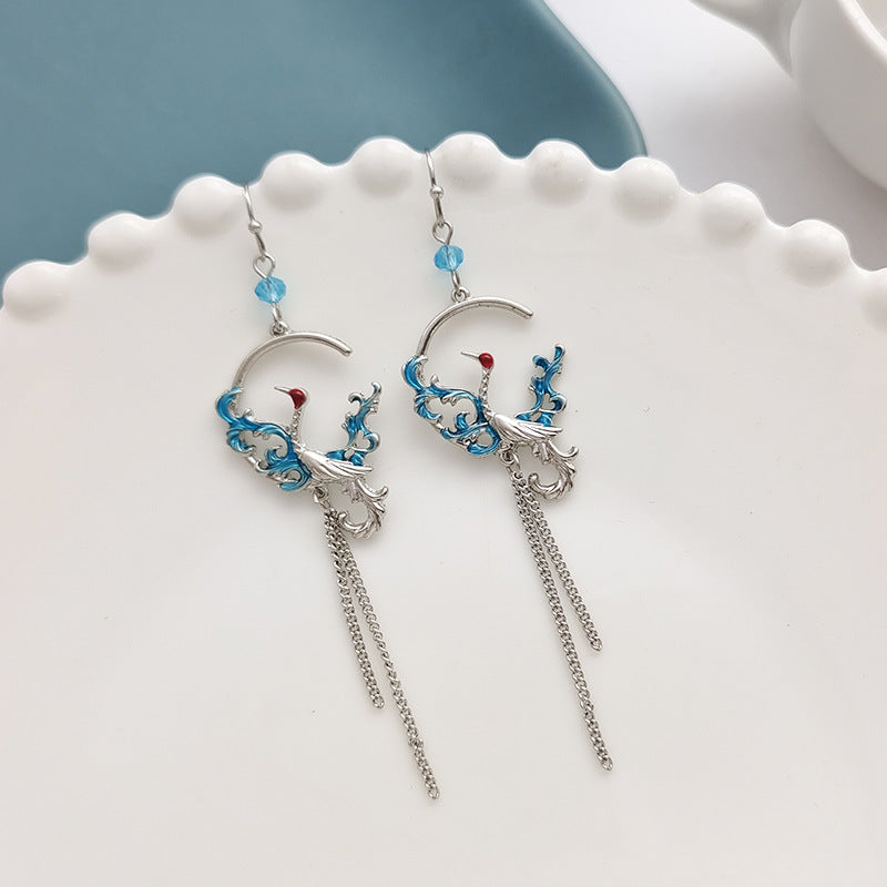 Silver Plated Bird Drop Earrings