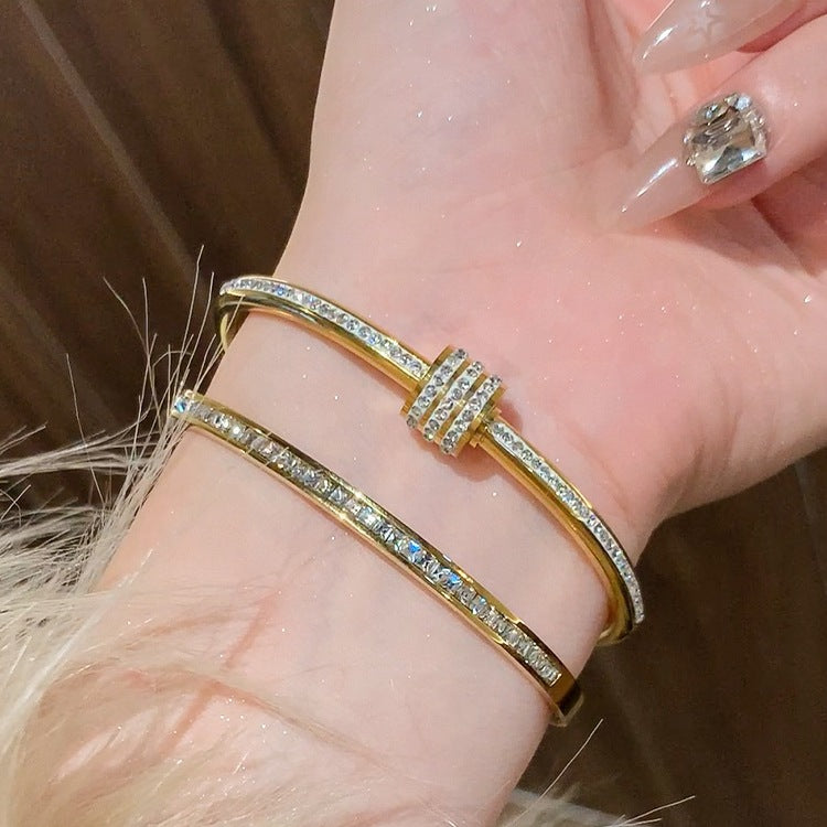 Titanium Steel Shell Zircon Bangle