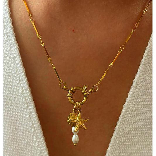 Bamboo Joint Steering Wheel Buckle Gold Pendant Necklace