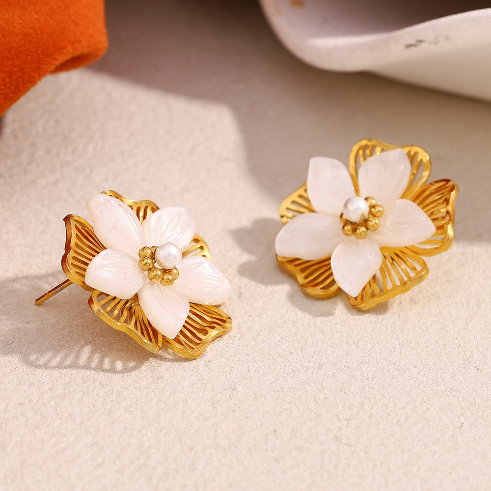 Real Gold Plated Classical Modern Style Waterproof  Ear Studs
