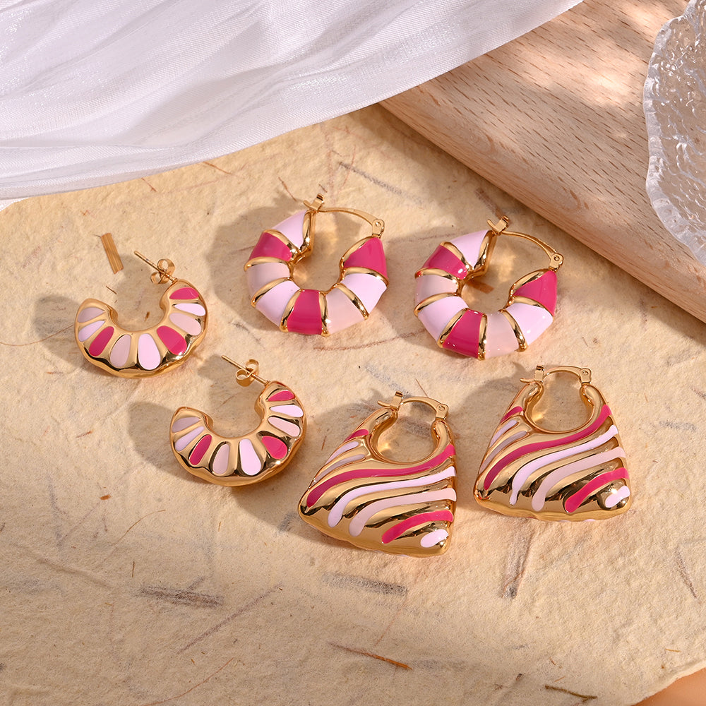 304 Stainless Steel Waterproof Non Tarnish Polishing Enamel Earrings
