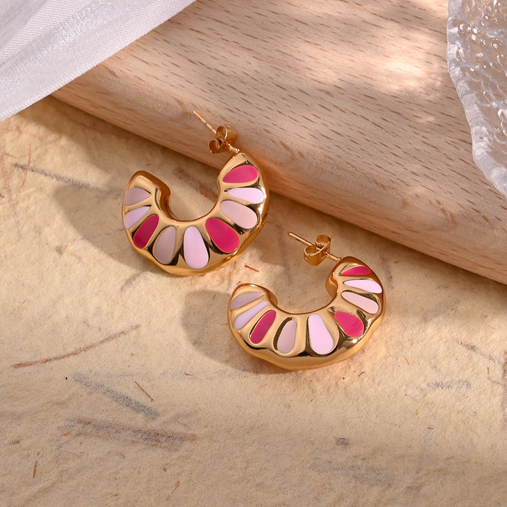 304 Stainless Steel Waterproof Non Tarnish Polishing Enamel Earrings
