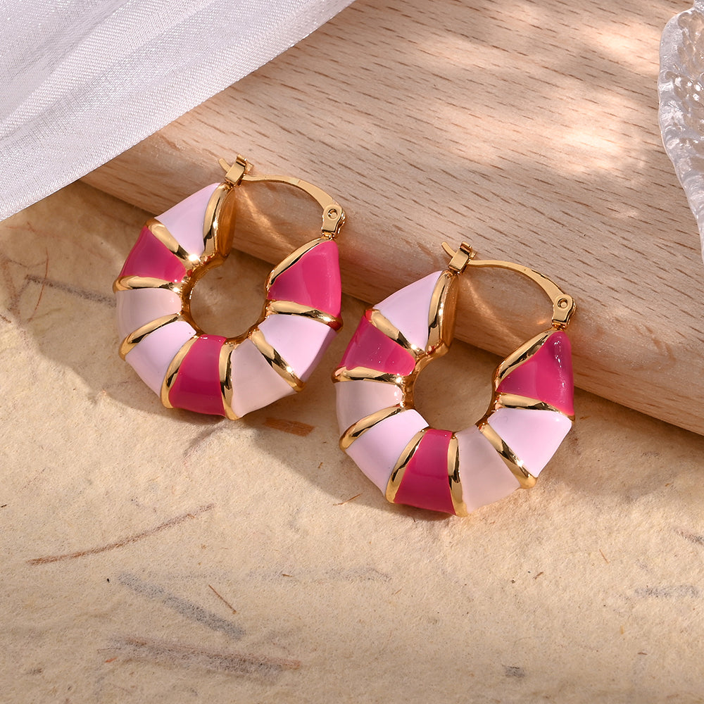 304 Stainless Steel Waterproof Non Tarnish Polishing Enamel Earrings
