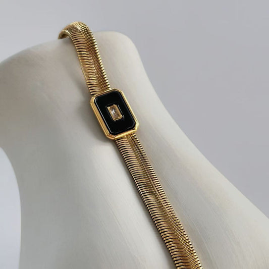 304 Stainless Steel Solid Color PVD Coated Acrylic 18K Real Gold Plated Rope Chain Bracelet