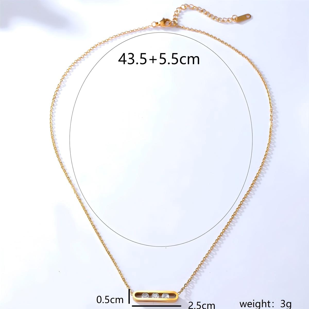 Stainless Steel 18K Gold Plated Zircon Neckpiece