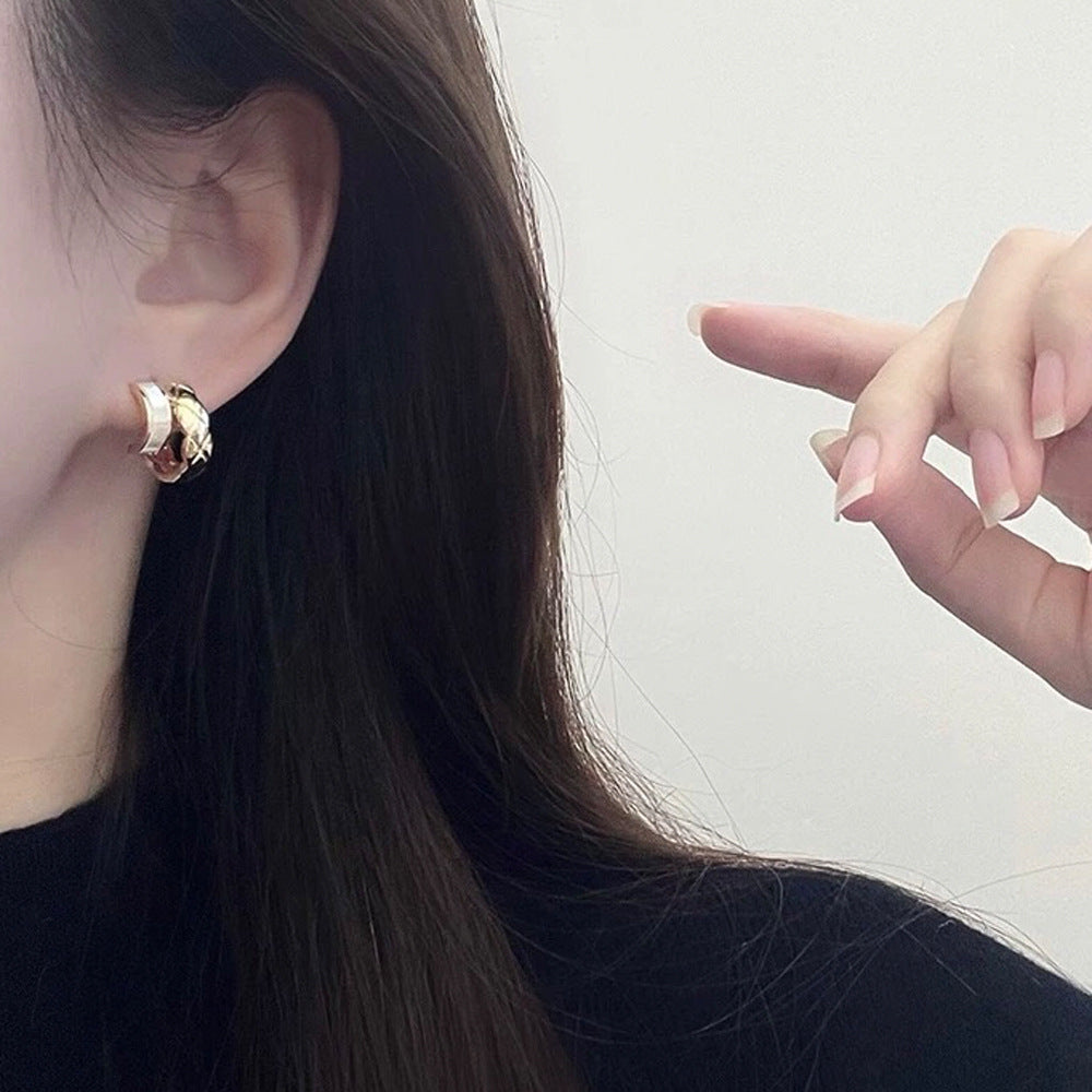 Natural Shell Half Circle  Minimalist Stud Earrings