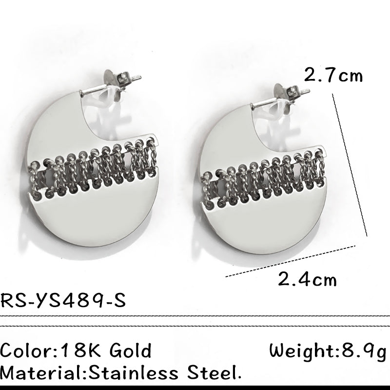 Round Piece Splicing Stud Earrings&nbsp;