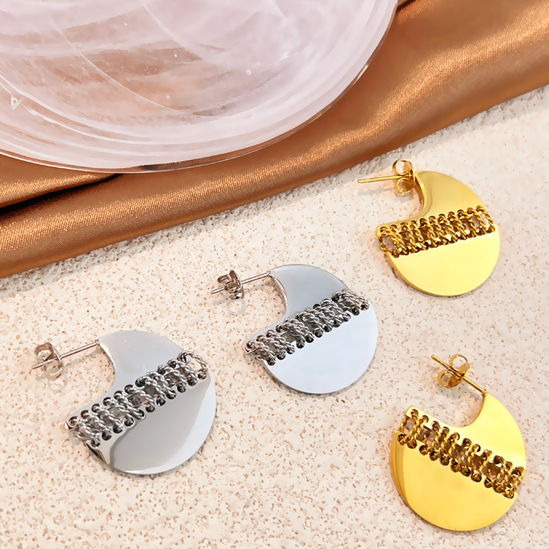 Round Piece Splicing Stud Earrings&nbsp;