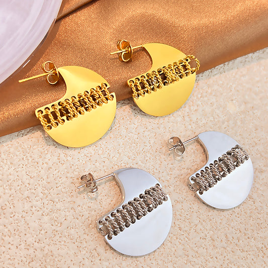 Round Piece Splicing Stud Earrings&nbsp;