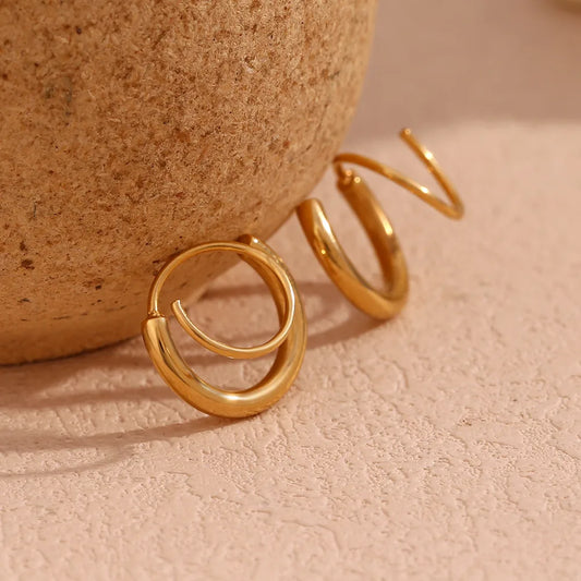 18K Gold Plated double stack Ear hoops