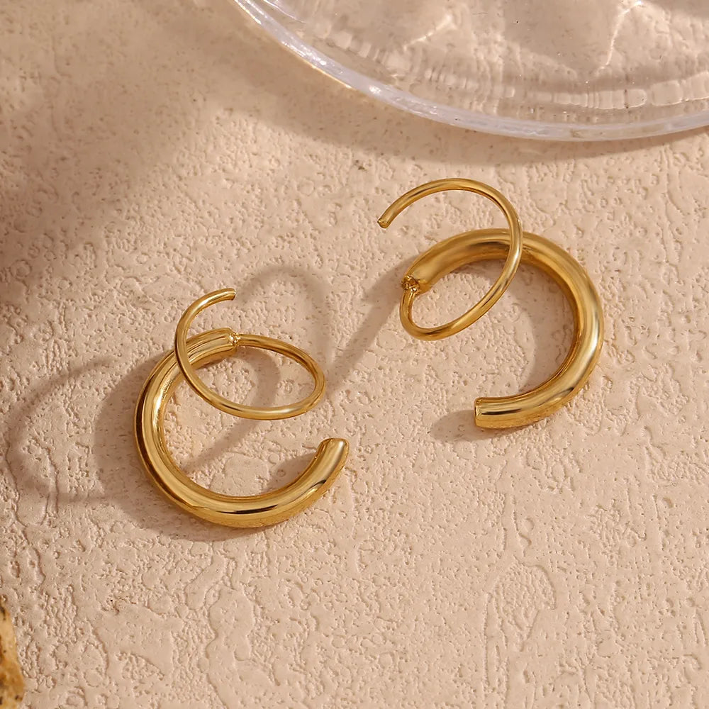 18K Gold Plated double stack Ear hoops