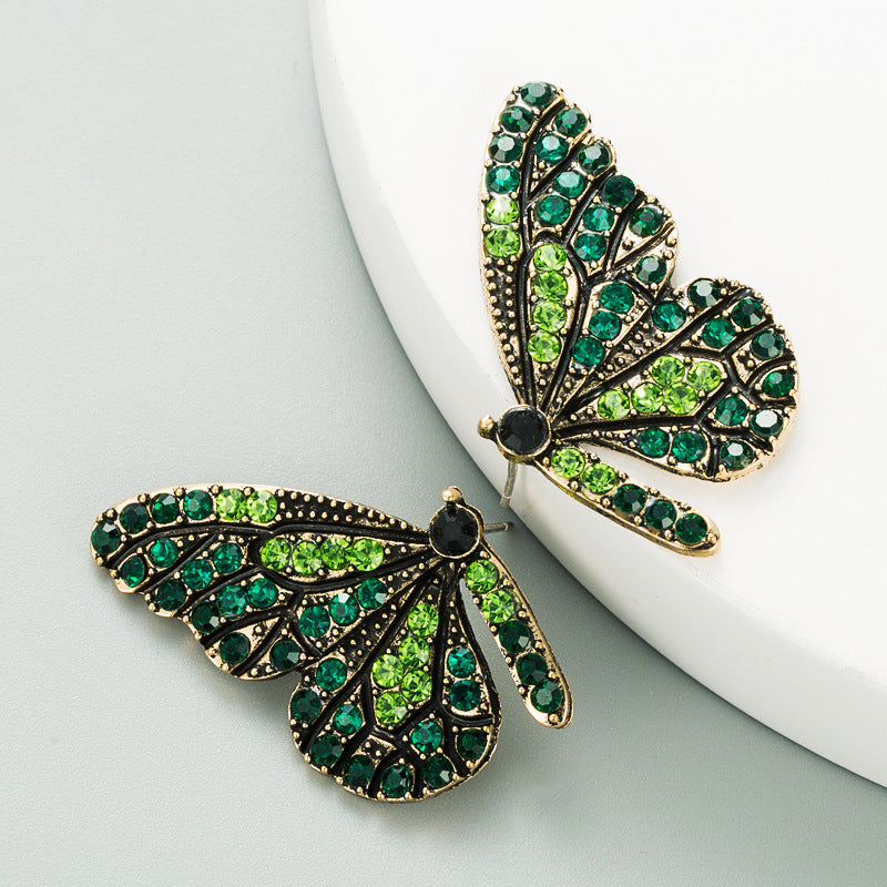Butterfly Diamond Alloy Gemstones Earrings