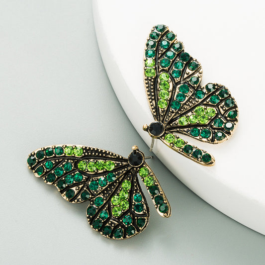 Butterfly Diamond Alloy Gemstones Earrings