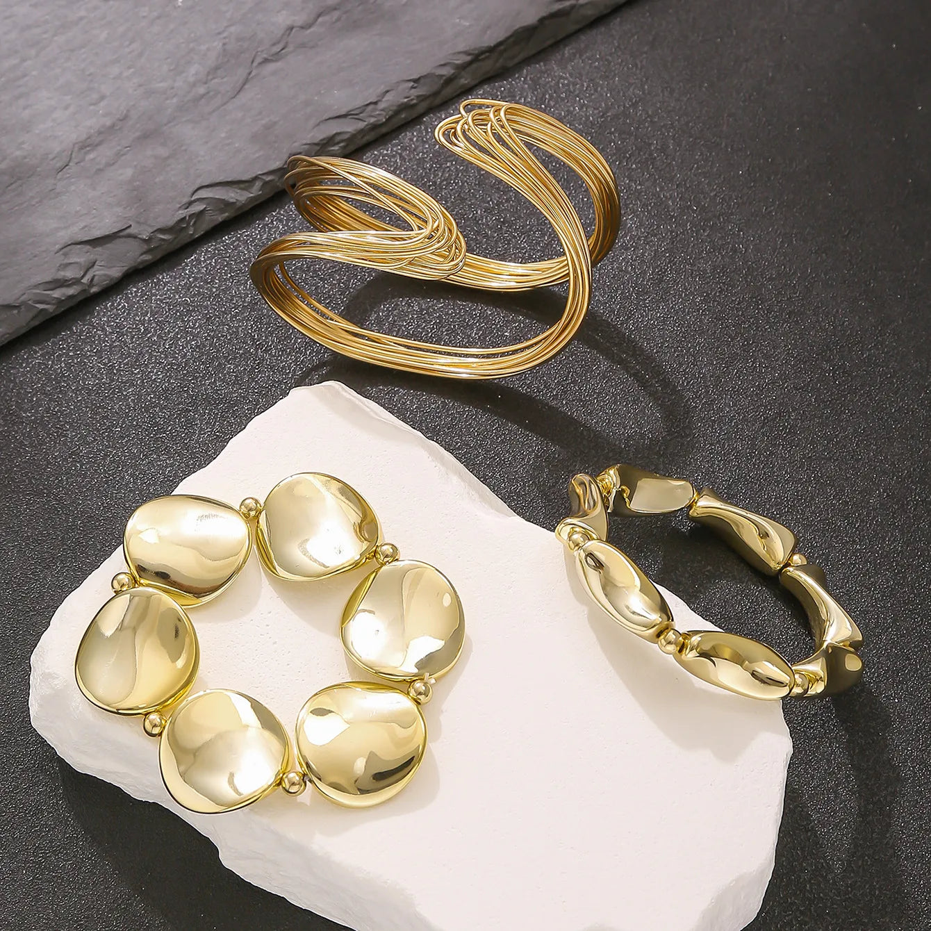 Exaggerated Style pair of 3 bracelets