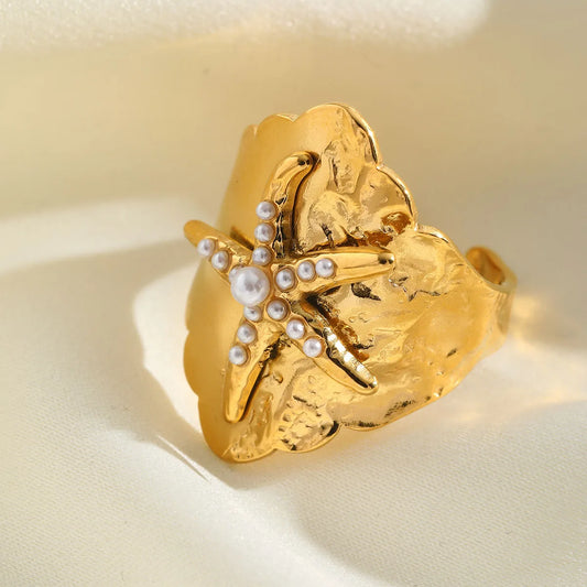 18K Gold Plated Starfish ring