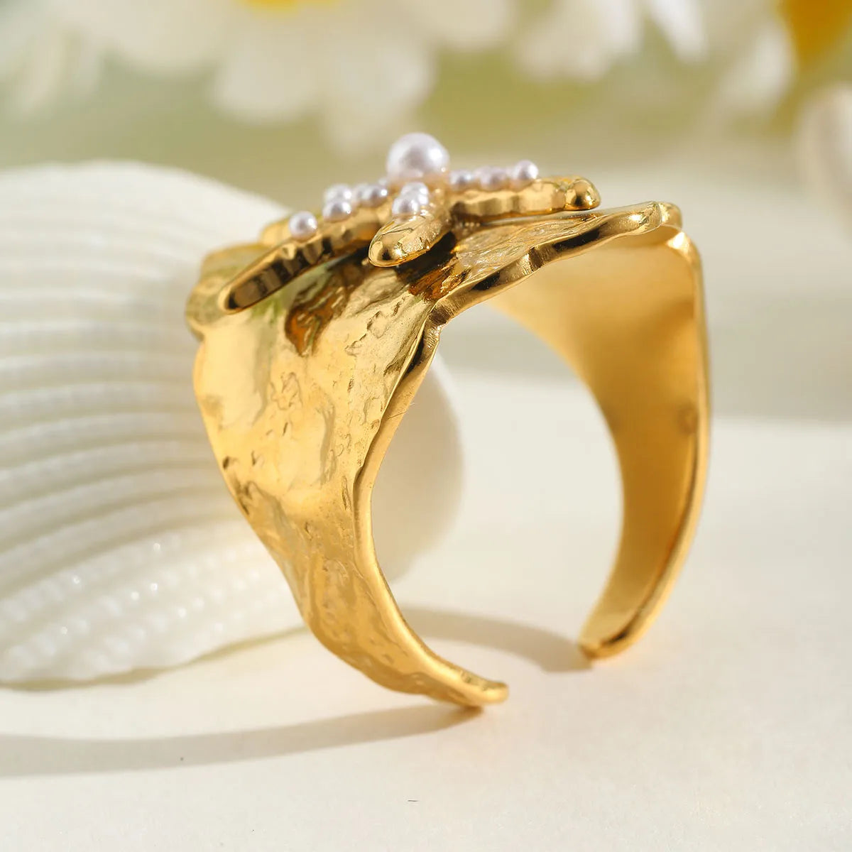 18K Gold Plated Starfish ring