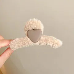 sweet and cute heart furr hair claw