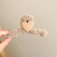 sweet and cute heart furr hair claw