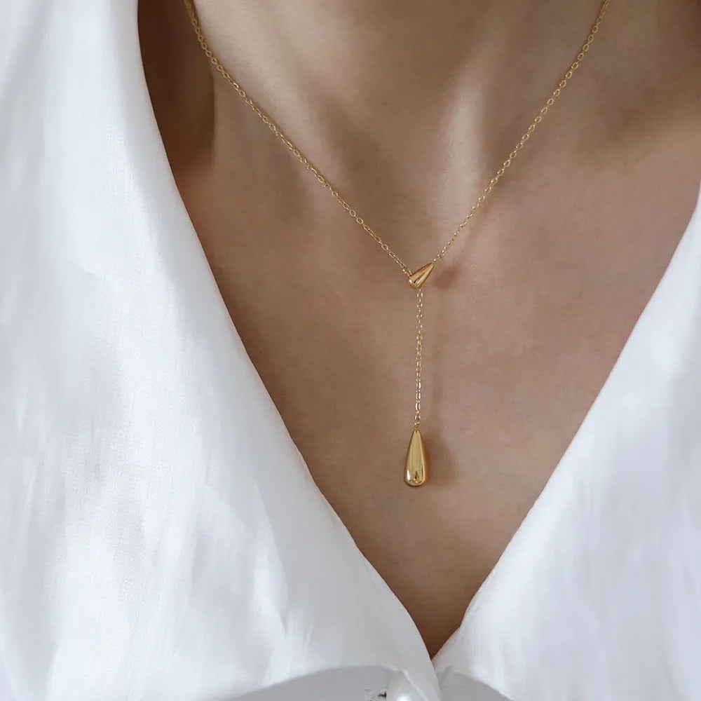 Real Gold Plated Water Droplets Titanium Neckpiece