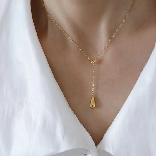 Real Gold Plated Water Droplets Titanium Neckpiece